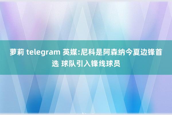 萝莉 telegram 英媒:尼科是阿森纳今夏边锋首选 球队引入锋线球员